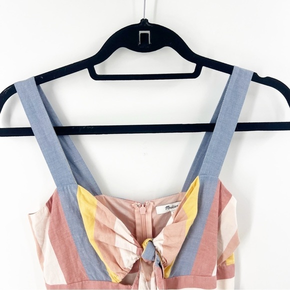 ✅ MADEWELL Tie-Front Cutout Dress in Sherbet Stripe SIZE 00 - Picture 10 of 11